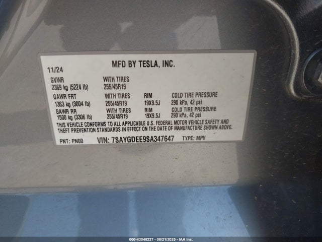2025 TESLA MODEL Y 7SAYGDEE9SA347647 Photo 8