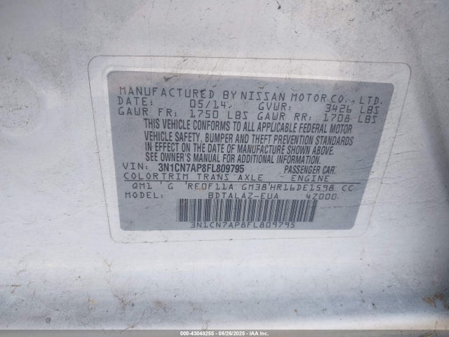 Nissan 2015 2015 3N1CN7AP8FL809795 Image 9