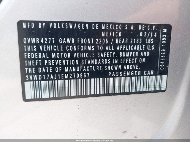 3VWD17AJ1EM270967 Volkswagen Jetta