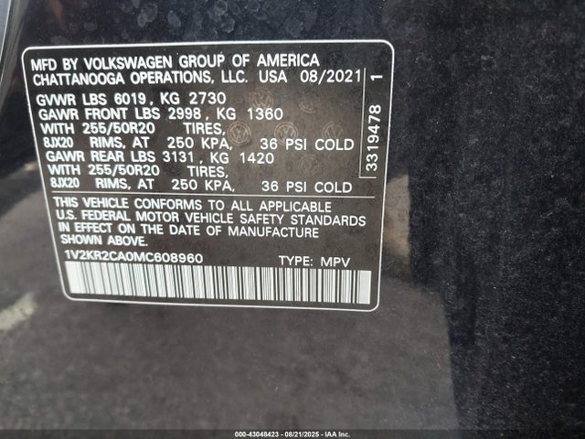 Volkswagen 3.6 fsi 2021 1V2KR2CA0MC608960 Image 9