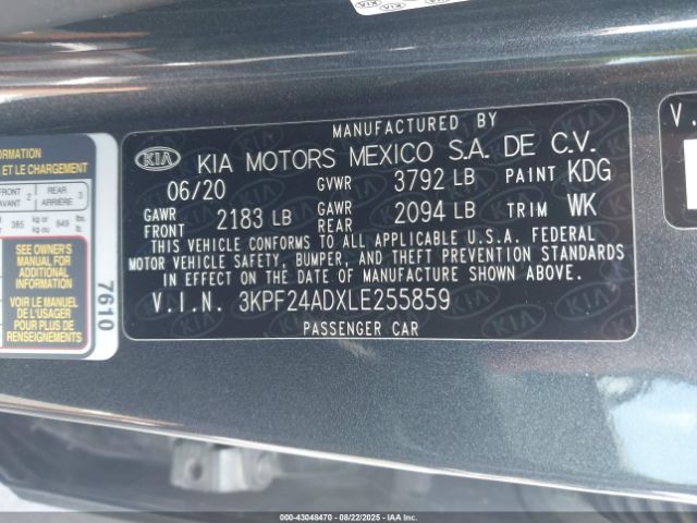 2020 KIA FORTE 3KPF24ADXLE255859 Photo 8