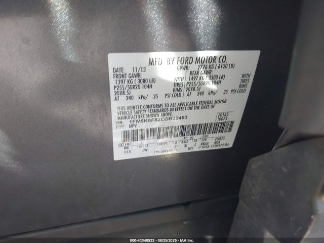 Ford 2014 2014 1FM5K8F82EGB22493 Image 9