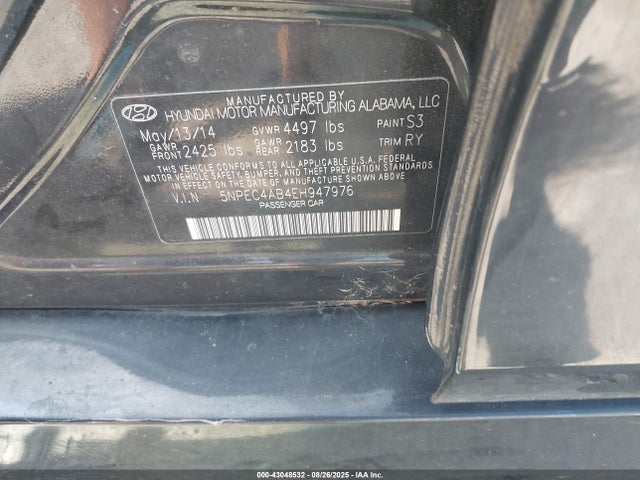 5NPEC4AB4EH947976 Hyundai theta ii