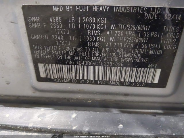 4S4BRCMC1E3284096 Subaru 2.5na u6