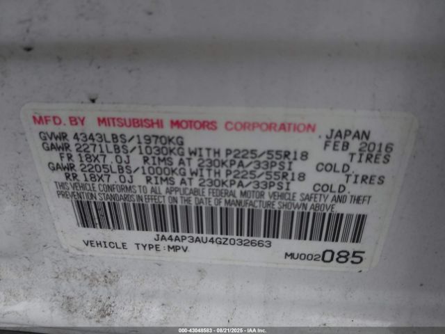 2016 MITSUBISHI OUTLANDER SPORT JA4AP3AU4GZ032663 Photo 8