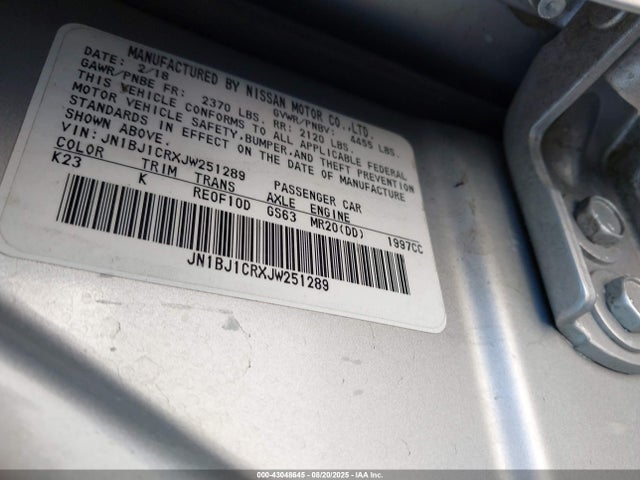 JN1BJ1CRXJW251289 Nissan ROGUE SPORT