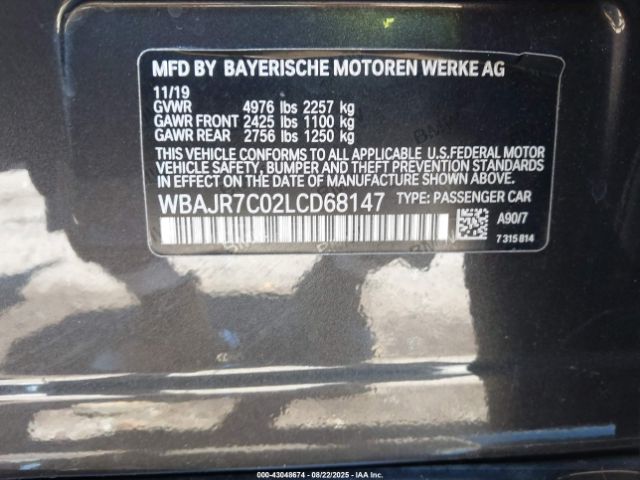 2020 BMW 530I WBAJR7C02LCD68147 Photo 8