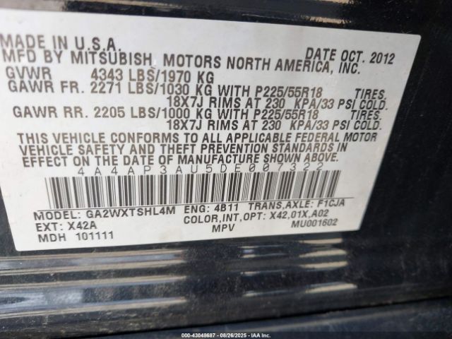 2013 MITSUBISHI OUTLANDER SPORT 4A4AP3AU5DE007322 Photo 8