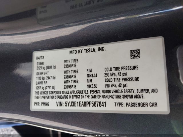 2023 TESLA MODEL 3 5YJ3E1EA8PF567641 Photo 8