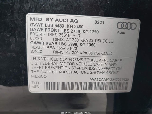 2021 AUDI Q5 WA1CAAFY2M2057625 Photo 8