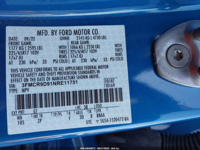 2022 FORD BRONCO SPORT 3FMCR9D91NRE11751 Photo 8