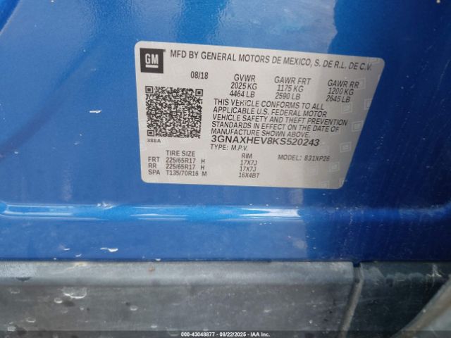 2019 CHEVROLET EQUINOX 3GNAXHEV8KS520243 Photo 8