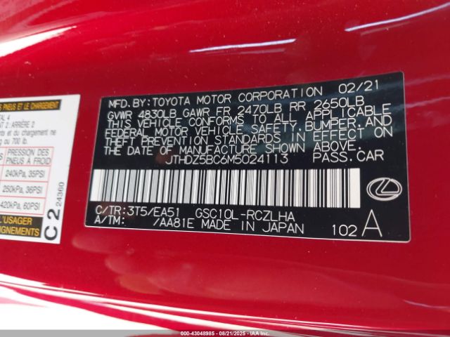 2021 LEXUS RC 350 JTHDZ5BC6M5024113 Photo 8