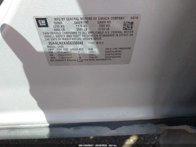 2GKALNEK8G6308042 GMC lea - e85 max, aluminum