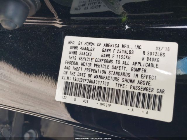 2016 ACURA TLX 19UUB2F38GA007700 Photo 8
