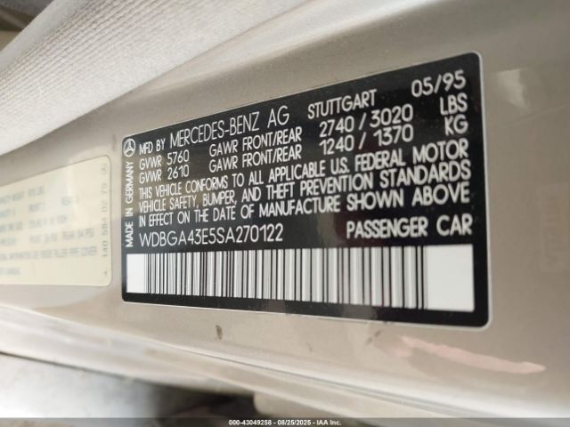 1995 MERCEDES-BENZ S WDBGA43E5SA270122 Photo 8