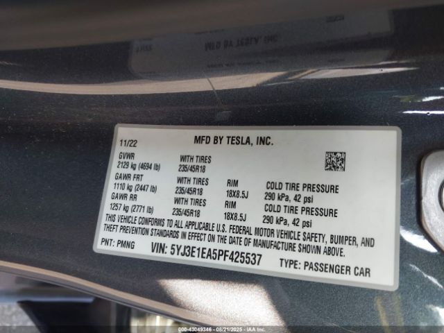 2023 TESLA MODEL 3 5YJ3E1EA5PF425537 Photo 8