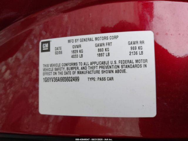 2006 CADILLAC XLR 1G6YV36A665602499 Photo 8