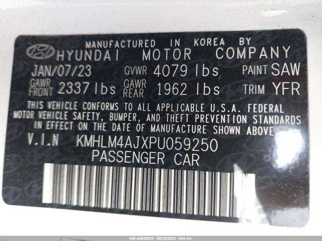 KMHLM4AJXPU059250 Hyundai gdi kappa