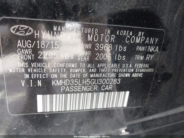 KMHD35LH5GU300283 Hyundai dohc gdi nu