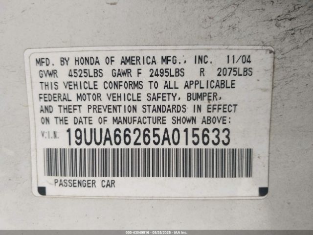 2005 ACURA TL 19UUA66265A015633 Photo 8