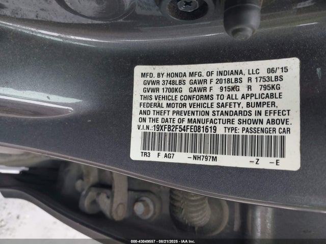 19XFB2F54FE081619 Honda r18z1
