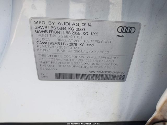 2015 AUDI SQ5 WA1CGAFP3FA046437 Photo 8