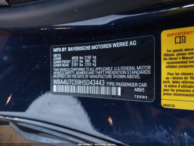 2017 BMW 430I WBA4U7C59H5D43443 Photo 8