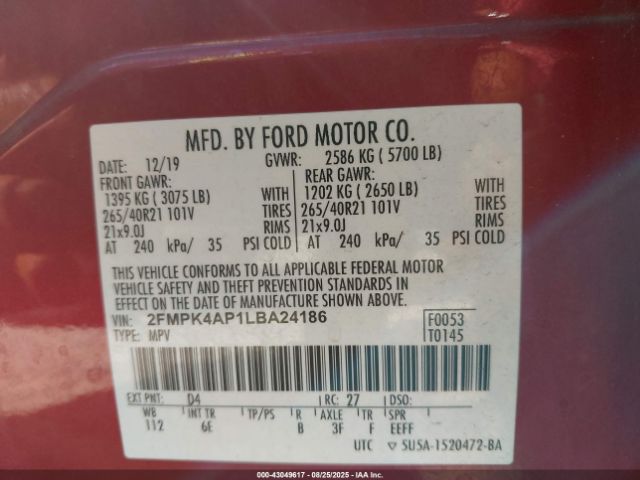 2020 FORD EDGE 2FMPK4AP1LBA24186 Photo 8