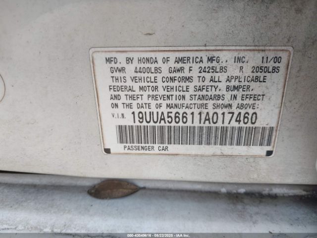 2001 ACURA TL 19UUA56611A017460 Photo 8