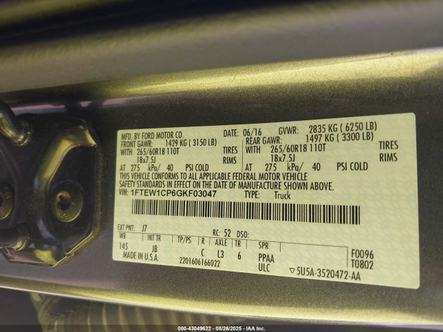Ford 2016 2016 1FTEW1CP6GKF03047 Image 9