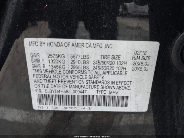 2018 ACURA MDX 5J8YD4H58JL009447 Photo 8