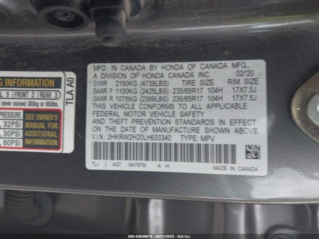 2020 HONDA CR-V 2HKRW2H20LH633340 Photo 8