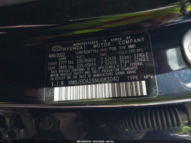 2022 HYUNDAI TUCSON PLUG-IN HYBRID KM8JBDA25NU083040 Photo 8