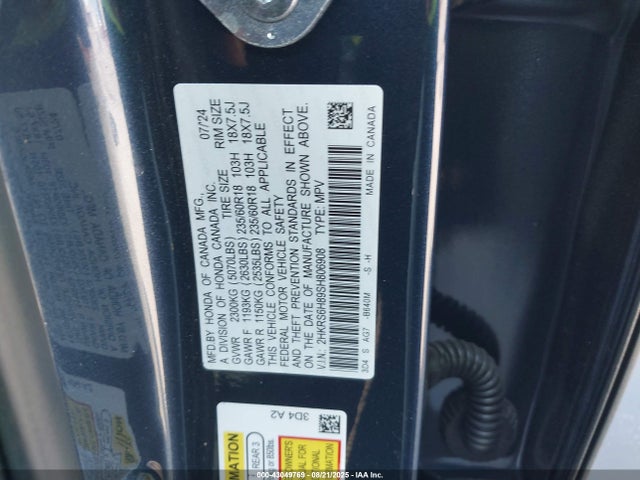 43049769 :رقم المزاد ، 2HKRS6H89SH806908 vin ، 2025 Honda Cr-v Hybrid Sport-l مزاد بيع