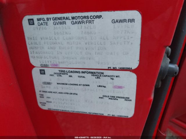 1987 CHEVROLET CORVETTE 1G1YY2184H5103909 Photo 8