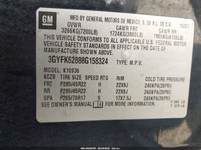 2008 CADILLAC ESCALADE EXT 3GYFK62888G158324 Photo 8