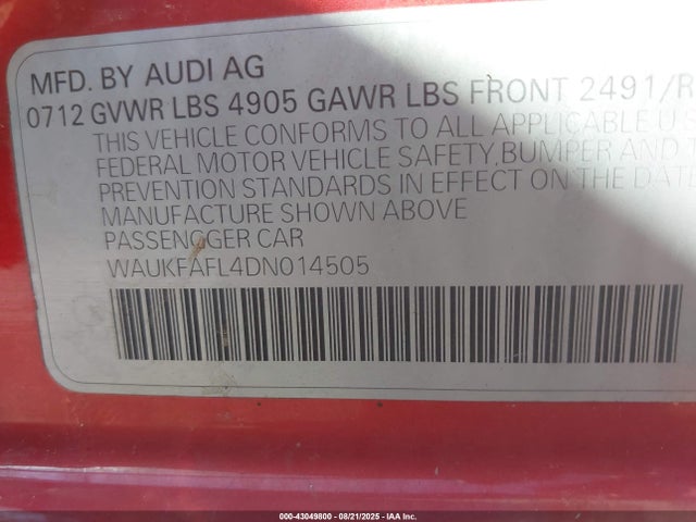 2013 AUDI A4 WAUKFAFL4DN014505 Photo 8