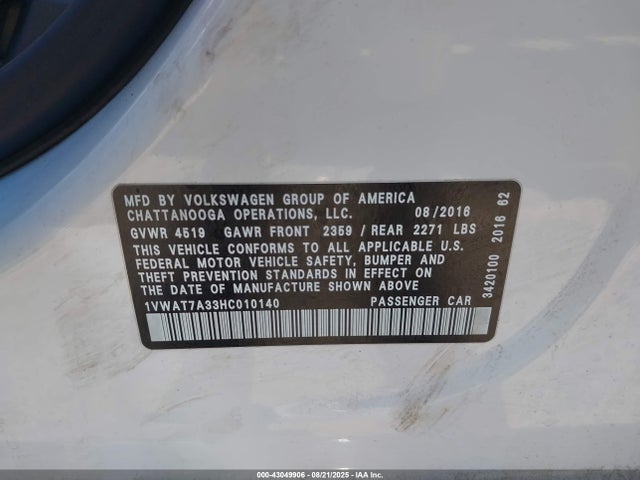 Volkswagen tsi 2017 1VWAT7A33HC010140 Image 9