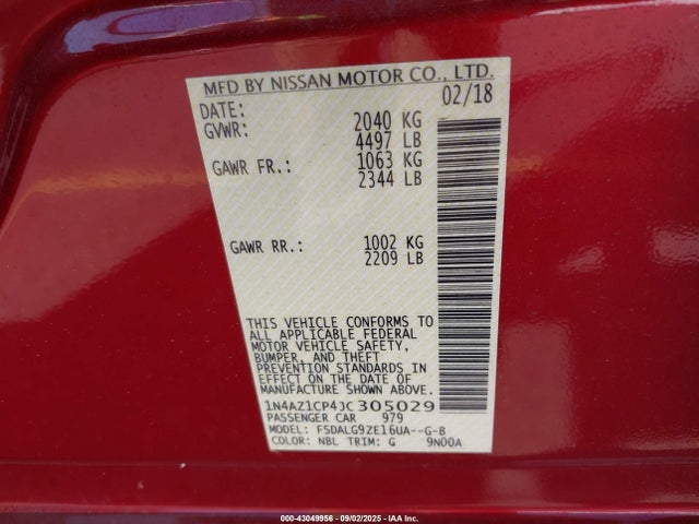 1N4AZ1CP4JC305029 Nissan 2018