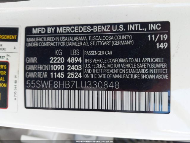 2020 MERCEDES-BENZ AMG C 63 55SWF8HB7LU330848 Photo 8