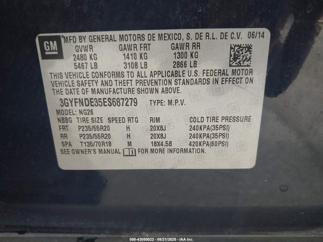 2014 CADILLAC SRX 3GYFNDE35ES687279 Photo 8