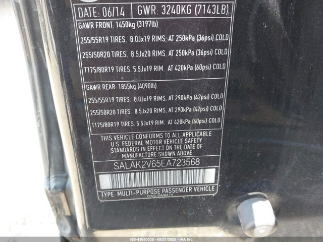 Land Rover LR4 2014 SALAK2V65EA723568 Image 9