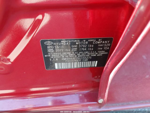 2011 HYUNDAI ELANTRA KMHDH4AE7BU155275 Photo 8