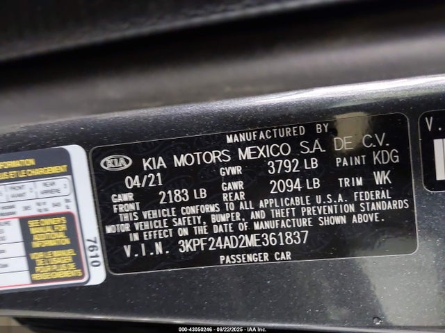 3KPF24AD2ME361837 KIA mpi nu