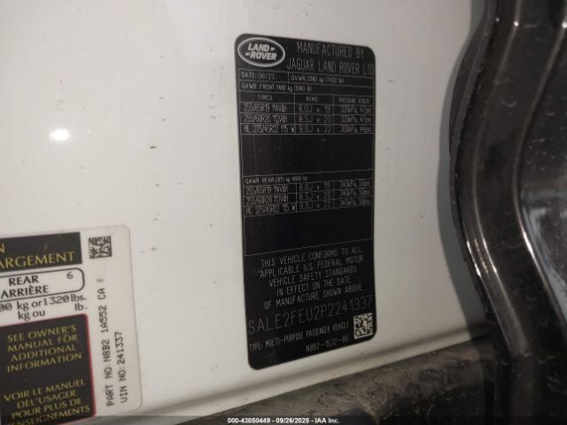 2023 LAND ROVER DEFENDER SALE2FEU2P2241337 Photo 8