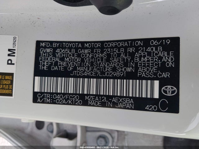 JTDS4RCE7LJ029891 Toyota m20-fks