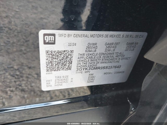 2025 Cadillac Optiq Sport 2 Awd მანქანა იყიდება აუქციონზე, vin: 3GYK3GMR3SS157643, აუქციონის ნომერი: 43050563