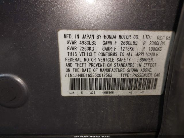 2005 ACURA RL JH4KB16535C012563 Photo 8