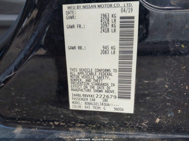 Nissan Altima 2019 1N4BL4BVXKC222679 Image 9